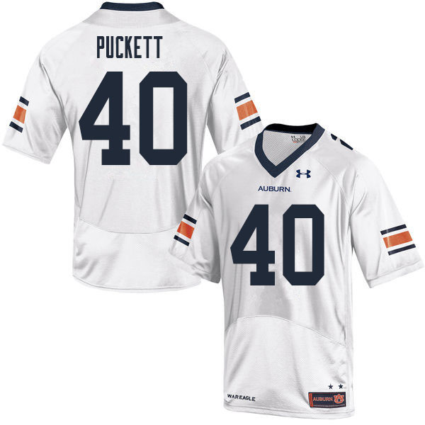 Auburn Tigers Men's Jacoby Puckett #40 White Under Armour Stitched College 2020 NCAA Authentic Football Jersey GCF3774SQ